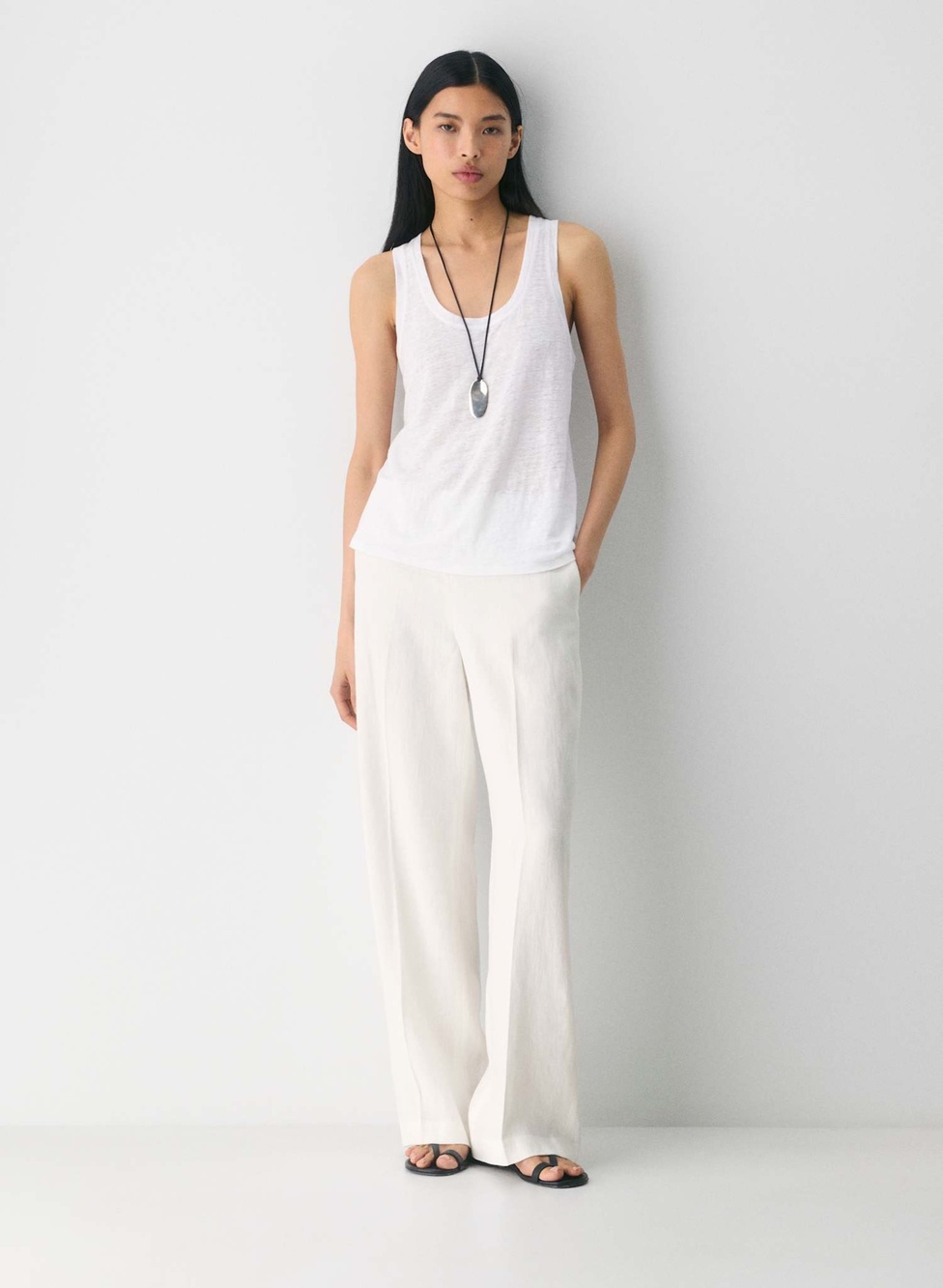 Babaton Parity Linen Wide-Leg Pant Light Birch Size 2 Womens